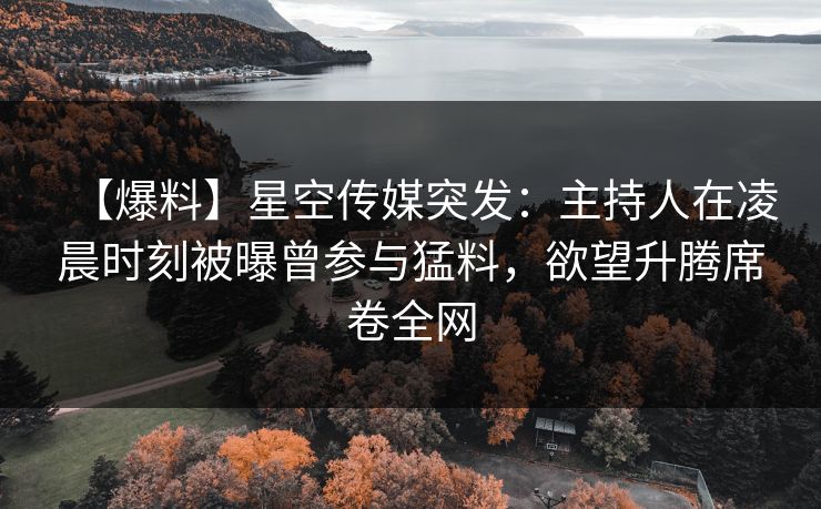 【爆料】星空传媒突发：主持人在凌晨时刻被曝曾参与猛料，欲望升腾席卷全网