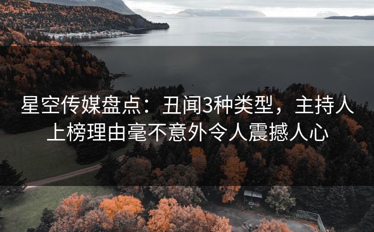 星空传媒盘点：丑闻3种类型，主持人上榜理由毫不意外令人震撼人心